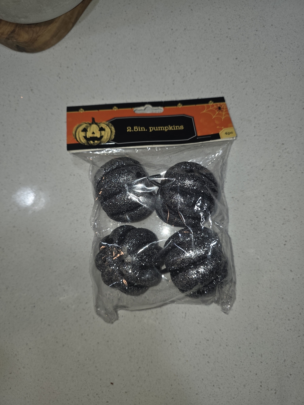 Glitter Mini Pumpkin Party Decorations - Black - Unbranded